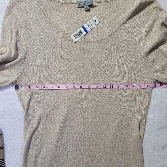 NWT Joseph A Women's Long Tunic Lightweight Sweater Beige Black Stripe Size XL - Picture 11 of 12